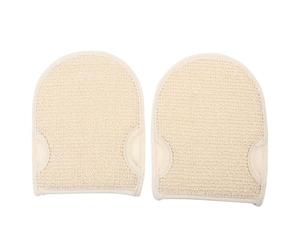 Générique Moufles Exfoliants de Bain en Coton et Lin Beige Confortables, Lot de 2 Pièces pour Gommage