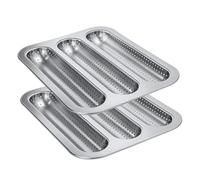 Générique Moule À Baguettes | de Cuisson Perforée Antiadhésive à 3 Cavités - Lot de 2 s à baguette | pour Cuisson Quotidienne et Préparation de Repas en Plein Air ainsi qu'en Cuisine à la