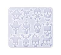 Générique Moule à Crâne - Moule Porte-clés Crâne avec Trous - Silicone Réutilisable pour Fabrication Bijoux Art Résine Projet Créatif Décoration Fête Accessoire Costume