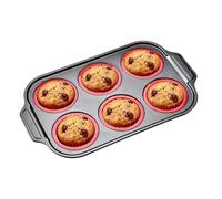 Générique Moule à muffins à 6 cavités avec cadre en métal résistant à la chaleur, facile à nettoyer, antiadhésive, cuisson uniforme pour le petit-déjeuner, dessert, friandises, cupcakes,chocolat