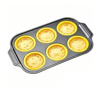 Générique Moule À Muffins En Silicone 6 Cavités - De Cuisson Antiadhésive | Moule Cupcake Pour Air Fryer Et Four | Inserts Réutilisables Pour Muffins Cheesecake, Silicone Et Fer, 31x18,6cm, 310g