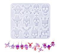 Générique Moule Crâne en Silicone | Moule Boucles d'oreille Halloween Crâne avec Perçage,Silicone Réutilisable pour Fabrication Bijoux Art Résine Projet Créatif Décoration Fête Accessoire Costume
