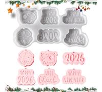 Générique Moule d'ornement de Noël en résine, moules à Bougies Happy New Year 2026, Moule en Silicone à Suspendre Lucky 2026 pour aromathérapie, de Savon, Artisanat, décoration d'intérieur