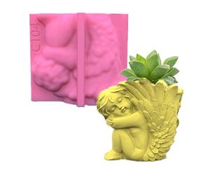 Générique Moule en Silicone avec des Motifs d ' Ange pour créer des Objets de décoration de Pot de Fleur en béton de résine, projets d ' Artisanat Moule en Silicone pour Pots en béton