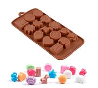 Générique Moule en Silicone Ustensile de Cuisson Pratique 15 Cavités Forme Animaux Dessin Animé Résistant au Micro-ondes et Congélateur pour Chocolat et Pâtisserie
