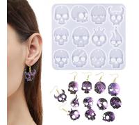 Générique Moules à Boucles d'oreille | Moule Boucles d'oreille Halloween Crâne avec Perçage | Moule Réutilisable, Outil Créatif pour Bijoux Résine, Déco Maison et Accessoire Costume