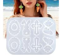 Générique Moules à Résine pour Boucles d'oreilles | DIY Création de Pâques - Design Lapin Fleur Papillon Œuf en Silicone - Accessoire Polyvalent