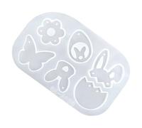 Générique Moules à Résine pour Boucles d'oreilles | Gabarit DIY pour Activités de Pâques | Moules en Silicone Motifs Œufs Lapin Fleurs Papillon pour Boucles d'oreilles,Accessoire Polyvalent