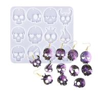 Générique Moules De Silicone Halloween - 11,6x9,9x1cm / 4,57x3,9x0,39 Pouces, Moules De Crâne en Silicone | Skull Ghost Skeleton Shape Sìlicone Moulď Résine Époxy pour Les Bijoux Faisant Une Résine