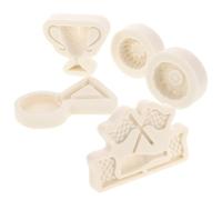 Générique Moules en Silicone 3D pour Décoration Gâteau Lot de 5 Pièces Forme Pneu de Course Trophée et Drapeau Moules à Chocolat Fondant et Pâte à Sucre Réutilisables et Faciles à