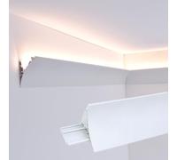 Générique Moulure de corniche en Aluminium pour Rubans LED, profilé d'éclairage indirect de 8 mm, diffuseur de plinthe pour décoration Murale et de Bas de Caisse, Disponible en Longueurs de 1 m à 5 m