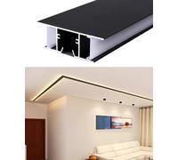 Générique Moulure décorative de Plafond Noire avec Canal LED - Moulure de corniche de 1,37 m / 15,24 m, diffuseur en profilé d'aluminium pour éclairage Moderne, plinthe décorative.