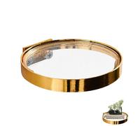 Générique Mounted Gold Decor - Floating Glass Shelf with Reusable Round Display Ledge, Elegant Modern Design | Decorative Shelf for Bathroom Kitchen Living Room Office Home Décor