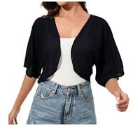 Générique Mousseline de soie pour femmes, ouvert sur le devant, manches 3/4, Cardigan court, léger, transparent, pour robe 2024 New