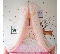 Générique Moustiquaire De Patio Double Couche en Dentelle, Couvre-lit à Baldaquin, Rideaux Décoratifs De Chambre, Rideaux De Lit à Baldaquin De Princesse (Pink2 1.2m* 2m Bed)