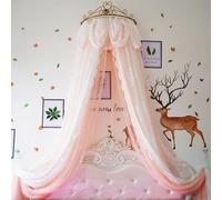 Générique Moustiquaire De Patio Double Couche en Dentelle, Couvre-lit à Baldaquin, Rideaux Décoratifs De Chambre, Rideaux De Lit à Baldaquin De Princesse (Pink 1.2m* 2m Bed)