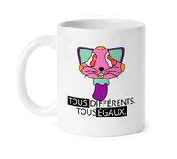 Générique Mug 350 ml “Tous Différents Tous Égaux” - Tasse Engagée & Inclusive - Cadeau Solidaire Original - Sensibilisation Handicap & Égalité - Mug Message Fort du Quotidien