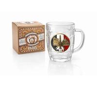 Générique Mug à Bière Paris 280 ml en Verre - Grande Chope à Bière avec Anse - Verre Épais Style Brasserie - Idée Cadeau Paris - Coffret Prêt à Offrir | Paris Beer Mug 280 ml Glass (Petit)