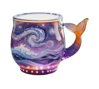 Générique Mug À Café Avec Design Sirène - Embossage élégant de,Tasse à Café en Verre avec Queue de Sirène 3D,pour Maison Camping Dortoir Hôtel Appartement Chocolat Thé Lait