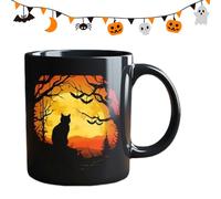 Générique Mug À Café Chat Noir Céramique - Tasse Novelty Mignonne Halloween - Tasse Festive pour Adultes Amis Boisson Chaude ou Froide