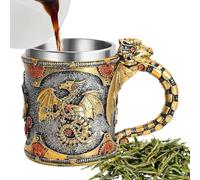 Générique Mug à Café Dragons Médiéval | Tasse 400ml En Acier Inoxydable Style Médiéval Grande Capacité | Décoration Maison pour Whisky Café Bière Étagère Rassemblement Famille Amis