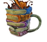 Générique Mug À Café En Verre | Décor Livres Peints 3D,Tasse Élégante pour Thé, Lait et Eau - Idéal pour Femmes, Ados, Étudiants - Utilisation à la Maison, École ou en