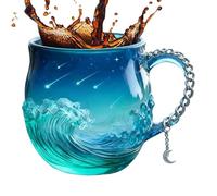 Générique Mug À Café En Verre Vague,414 ml Récipient À Boire Soufflé À La Main - Tasse À Boisson Pour Amoureux De | Pour Café Chaud Cuisine Salon Restaurant Hôtel Artistes Collectionneurs Enseignants