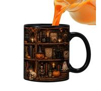 Générique Mug à café Halloween Tasse isotherme de 350 ml pour boissons | Mug en céramique à imprimé bibliothèque pour jus, chocolat, thé au lait, appartement, maison, dortoir,