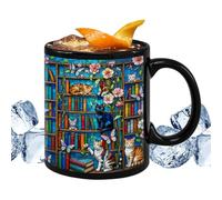 Générique Mug à café,Motif Chat Thermorésistant | Tasse À Café De Bibliothèque En Céramique,pour Chocolat Thé Jus Café Dorm Maison Appart Hôtel Propriétaires d'Animaux Passionnés de Lecture