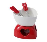 Générique Mug À Fondue | Cœur en Céramique avec Fourchettes Et Bougie Chauffante,Set de Fusion de Tasse à Fondue Sucrée,pour Fromage Beurre Dessert Fête Noël Anniversaire Famille Bureau Maison