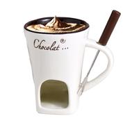 Générique Mug à Fondue | Réchaud Résistant à la Chaleur | avec Fourchette pour Tasse à Fondre Le Chocolat - pour Fromage, Beurre, Dessert, Boisson, Dîner, Mariage, Fête et Anniversaire