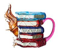 Générique Mug À Livres Empilés | Tasse à Café Verre Peint Bibliothèque - Tasse Isotherme Breuvages Chauds Froids Cadeaux Lecteurs Écrivains Bibliophiles Amoureux Littérature Famille Amis