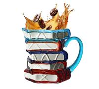 Générique Mug À Livres Empilés | Tasse En Verre Peint À Thème Livresque,Accessoire Littéraire pour Boissons Quotidiennes des Amateurs de Lecture Écrivains Enseignants Ami
