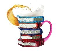 Générique Mug À Livres Empilés, Tasse En Verre Peint À Thème Livresque, Articles Littéraires Mignons pour Lecteurs Professeurs Écrivains Amoureux de Littérature Famille Amis Moments Quotidiens