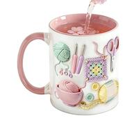 Générique Mug À Outils De Tricot Et Coutures, 330 Ml Motif Crochet Tasse À Café Personnalisée En Céramique Pour Les Passionnés De Tricot Et De Laine