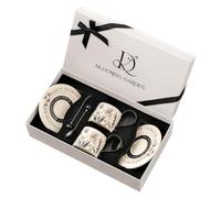 Générique Mug à Thé | Service De Boisson 260ml Avec Soucoupes Et Cuillères,Tasse à Cappuccino en Céramique,pour Cappuccino Lait Chocolat Jus Bière Cuisine Café Restaurant Maison Anniversaire