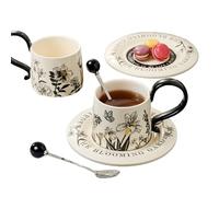 Générique Mug à Thé,Vaisselle à Boissons avec Motif Floral | Tasse à Cappuccino en Céramique - Pour Lait Chocolat Cappuccino Jus Bière Cuisine Anniversaire Café