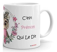 Générique Mug amour personnalisable prénom tasse tu es la plus chouette à personnaliser idée cadeau Noël Fête Anniversaire homme femme fiancé amoureux chéri couple ami collegue