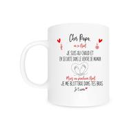 Générique Mug annonce grossesse pour papa - Cadeau futur papa Noël - Tasse personnalisée “Cher Papa, en ce Noel” - Bébé dans le ventre de maman - Idée cadeau Noel original