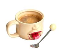Générique Mug Café Drôle - Avec Cuillère 255ml Gobelet,Mug en Céramique Langue Interactive - Pour Maison, Bureau, Cuisine, Table, Comptoir, Anniversaire, Fêtes, Pendaison De