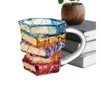 Générique Mug Café En Forme De Livre,Tasse en Verre Colorée 350 ml en Forme de Livre Drôle pour Bar | Tasses à Café Vintage | Pour Pêche Plein Air Eau Feu De Camp Thé Randonnée Maison Camping Fête