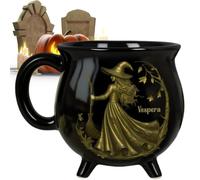 Générique Mug Chaudron Contenant Halloween De 350 Millilitres | Mug Céramique Thème de Sorcière Pour Eau Chaude Lait Boisson Bière Cuisine Fête Dîner Table De Salle À Manger Bar