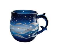 Générique Mug Dauphin - Jolie tasse en verre sur le thème de, verres à motif de vagues | Capacité de 301 à 400 ml, idéal pour le lait, jus, le café, cadeaux d'anniversaire, les fiançailles, le ma