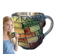 Générique Mug de livre - Esthétique littéraire colorée, créatif | Récipient artistique ergonomique en résine inoxydable, pour cuisine, étude, lecture, librairie, café, maison