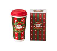 Générique Mug de Noël Mug de Noël à large ouverture avec couvercle | Tasses à café des fêtes pour maison, bureau, chambre, cuisine, appartement, dortoir, salon, déplacements quotidiens et