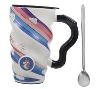 Générique Mug en Céramique Licorne avec Couvercle Hermétique Tasse à Café Réutilisable Bleu Clair Taille S Mug à Thé pour Adultes et Garçon et Filles Présent Original pour Maison et