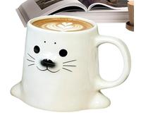 Générique Mug En Céramique Phoque Mignon - Tasse À Café Relief 3D Créative Et Personnalisée | Gobelet | Récipient Antidérapant Forme Animal Verre À Thé Eau Pour Bureau Maison Dortoir 401-500ml