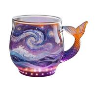 Générique Mug En Verre | Esthétique Vague Marine Art Moderne Verrerie | Verres À Café Tasses À Boire Sirène,Pour Boissons Et Décoration Bureau Maison Restaurant Bar Adultes Fêtes