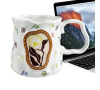 Générique Mug et Tasse - Trente-trois Centilitres Vaisselle Décorative Motif Floral à l'Aquarelle - Mug à Lait avec une - Pour Cuisine Maison Intérieur Extérieur Bureau Table Salon Femme Homme Eau