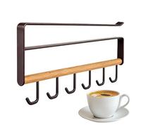 Générique Mug Hooks Under Cabinet | No Drill Mug Hooks Under Cabinet 6 H00ks | Spatula Storage Holder | 6 H00ks No Drilling For Mugs Ladles Ties Scarves Belts Kitchen Home Restaurant Cafe Wardrobe